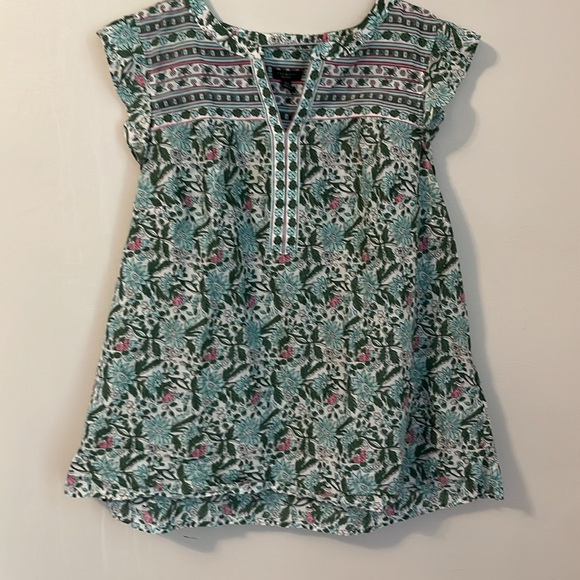 Talbots Primrose Border Shell Flutter Sleeve blouse Petite 2X - Picture 2 of 7